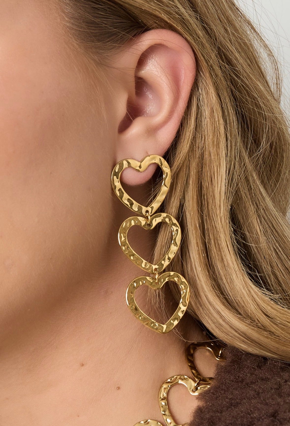 Golden Heart Statement Oorbellen