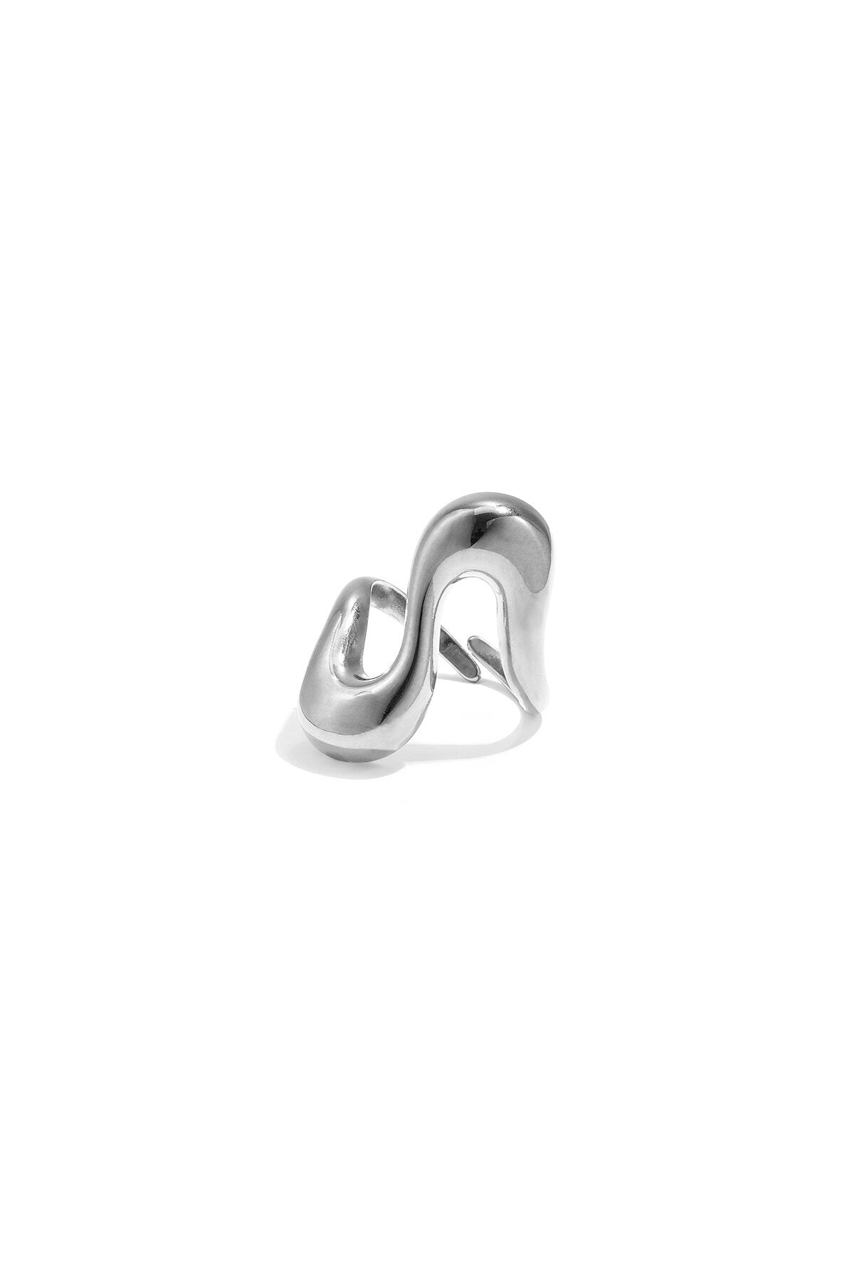 Wavy statementring - zilver