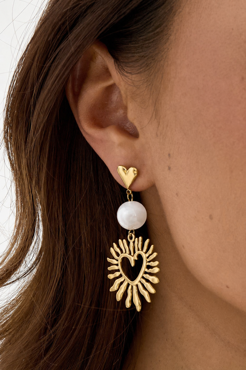 Sunheart Pearl Oorbellen – Goud