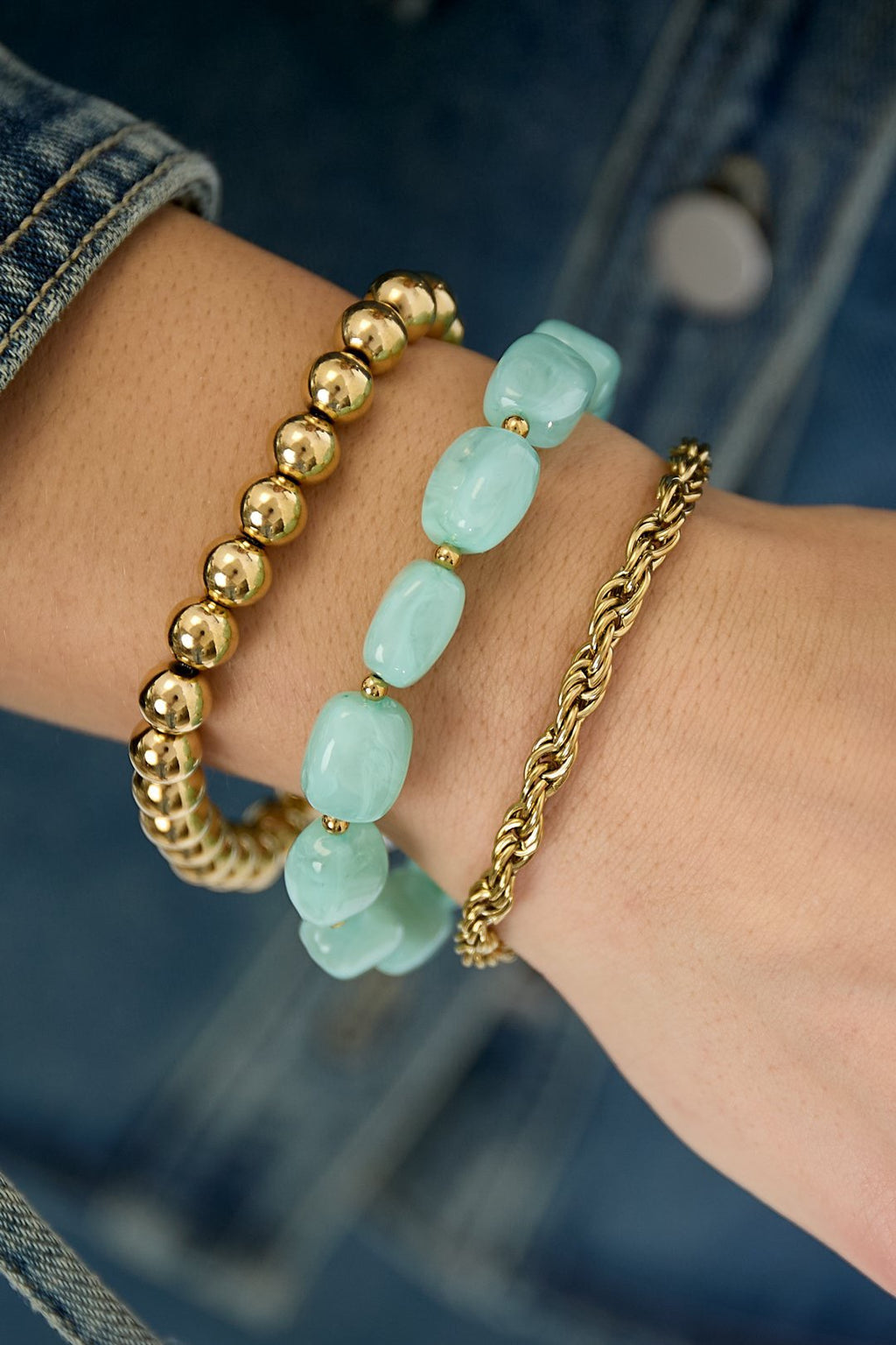 Rosé Bead Armbandenset – roze & goud